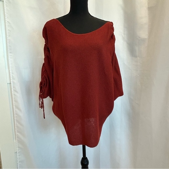 ZARA red cinched tie sleeve knit web sleeve sweater Sz S - Picture 10 of 10